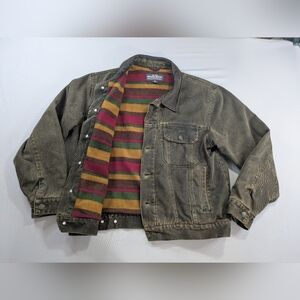 Vintage Woolrich Men's Denim Barn Chore Jacket Southwest Fleece Lined Medium